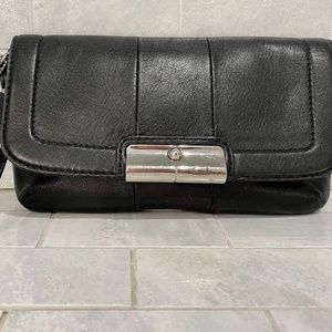 COACH Black Leather wristlet/ clutch